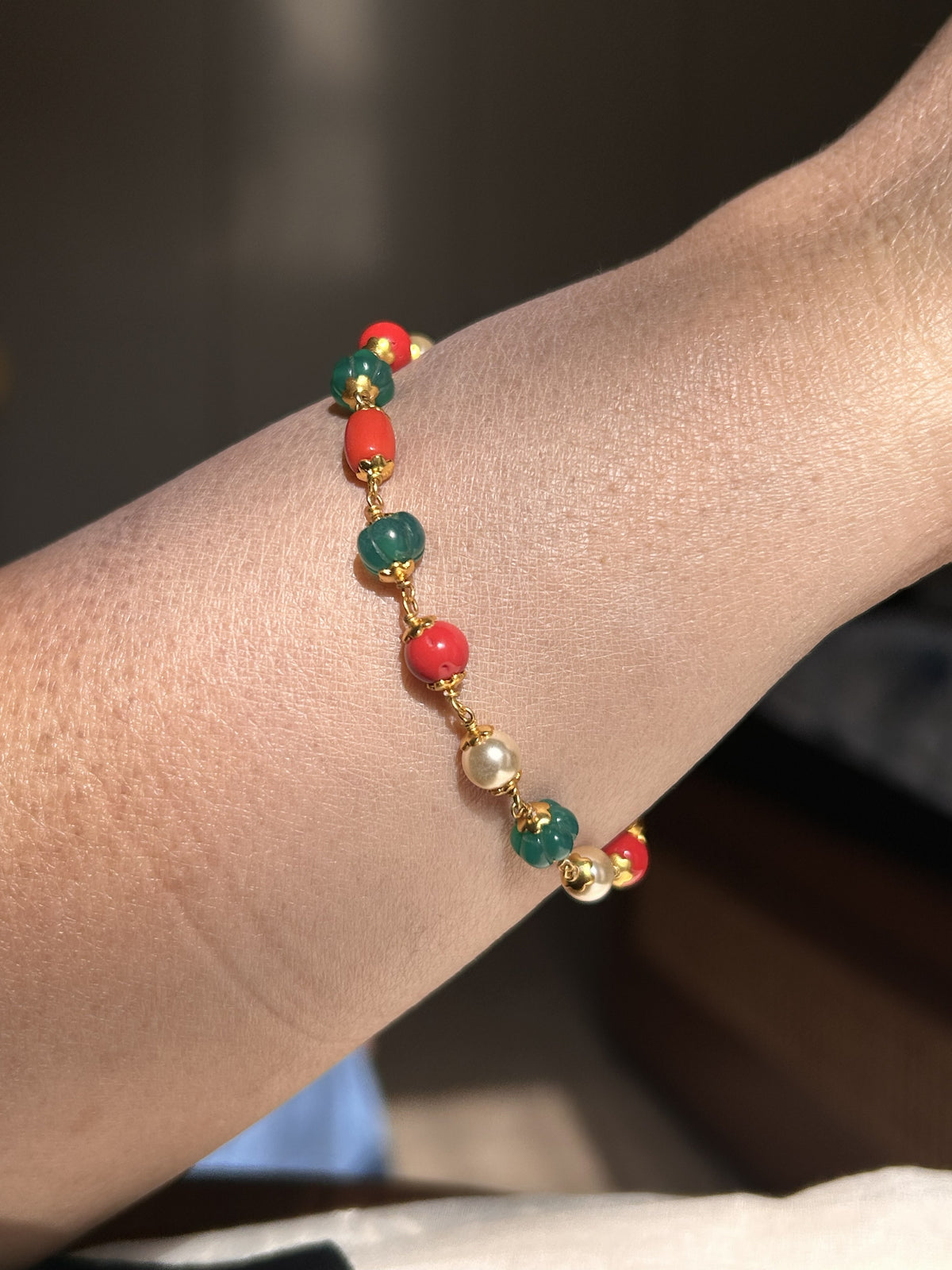 coloured stones plus silver beads