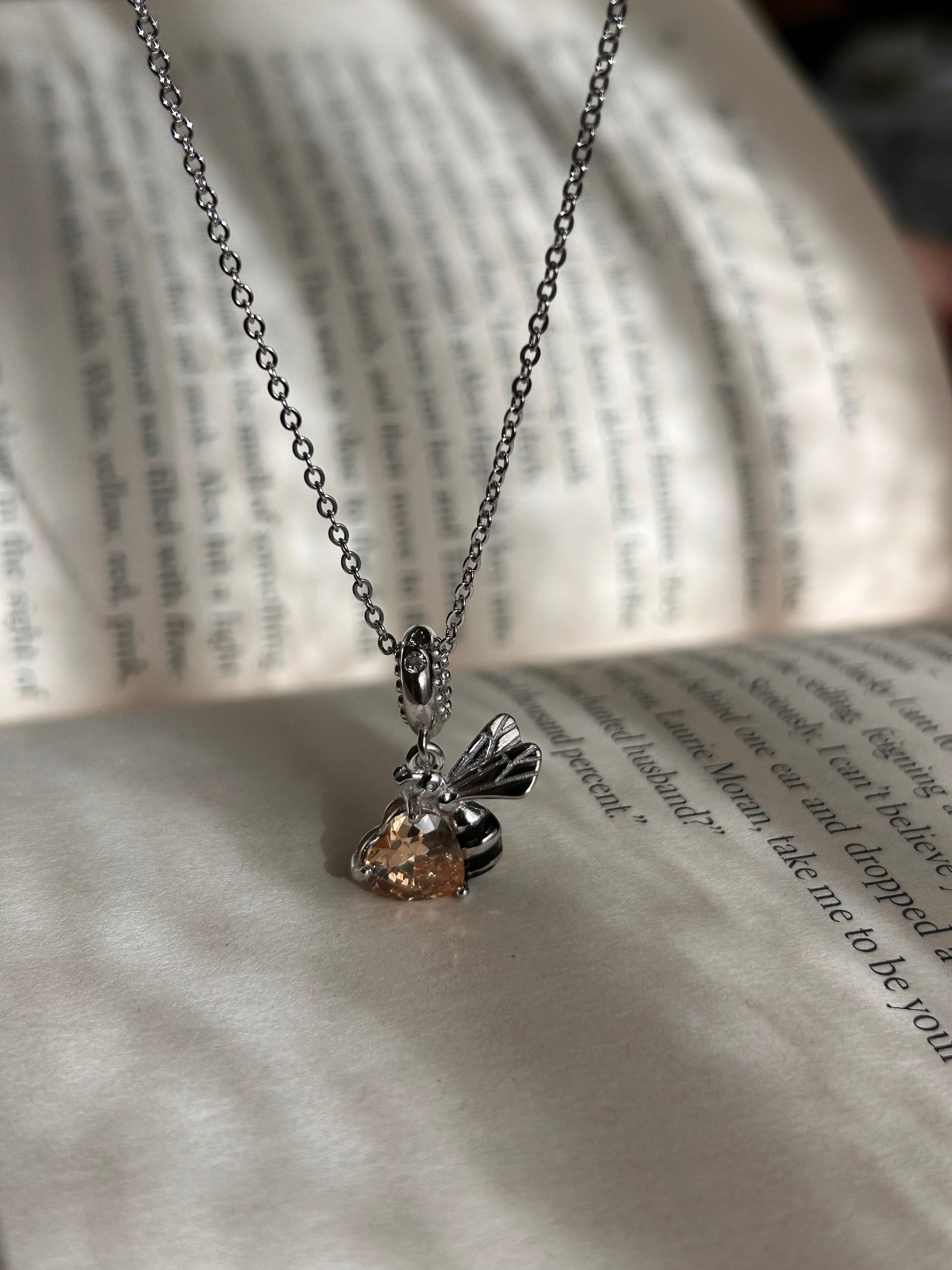 Sterling Silver Yellow Bee Charm Dokiya