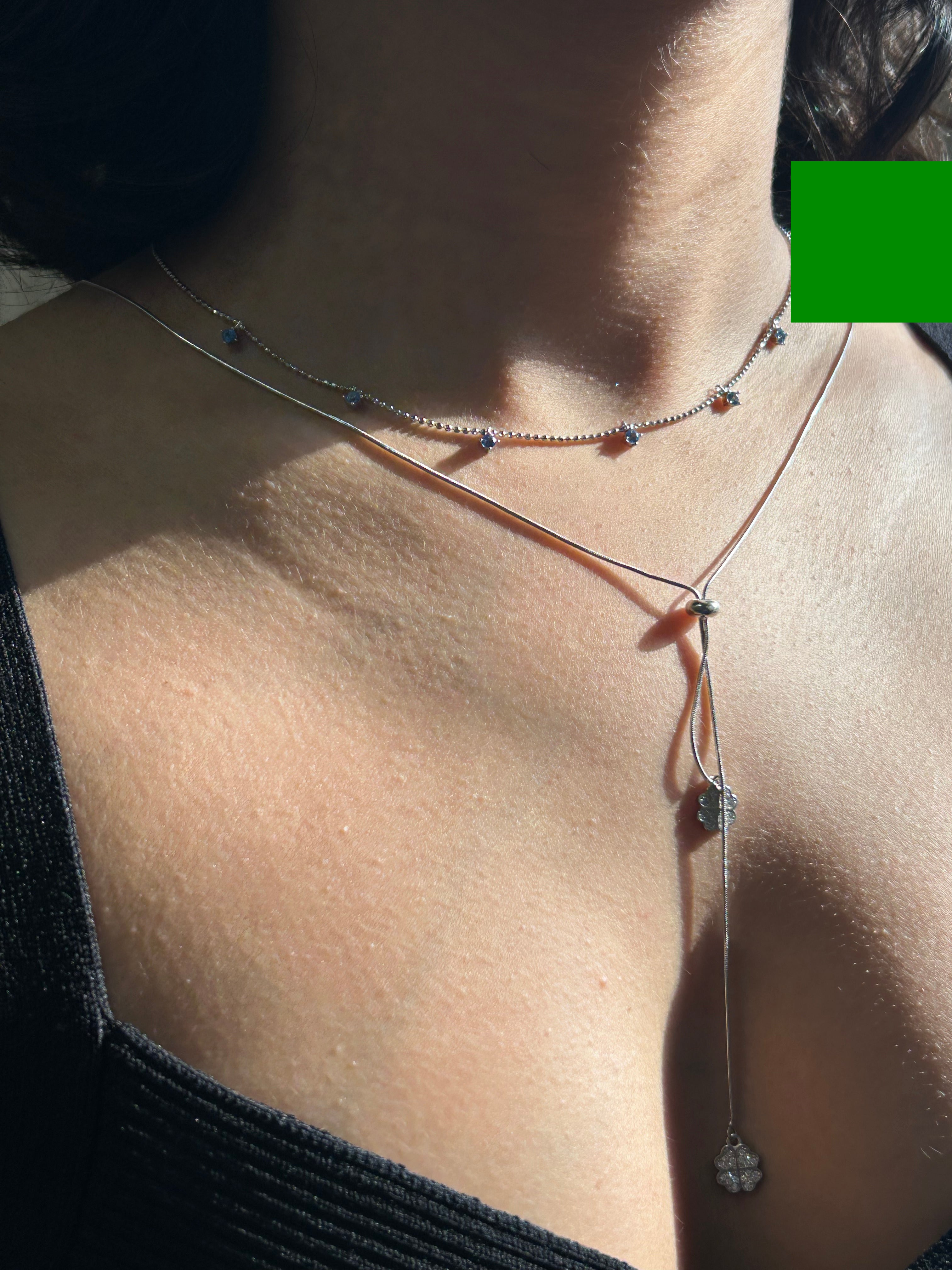 Azure Lariat  Adjustable Snake Chain