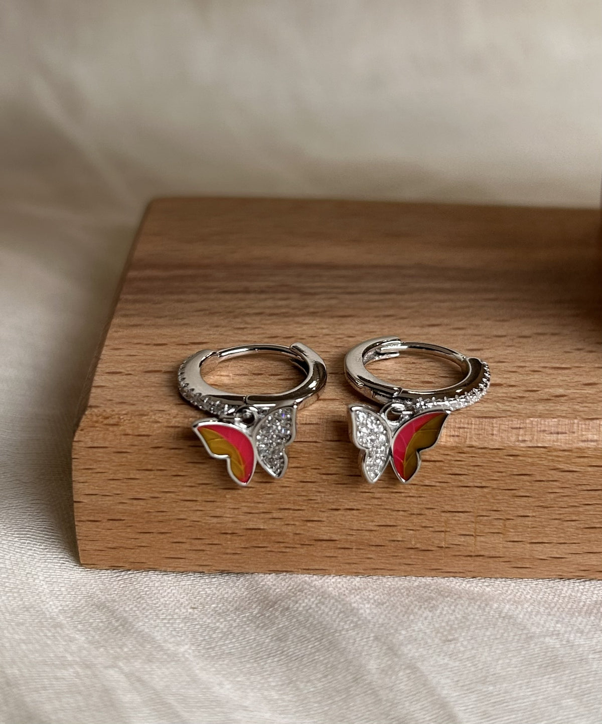 Butterfly Charm Hoop Earrings
