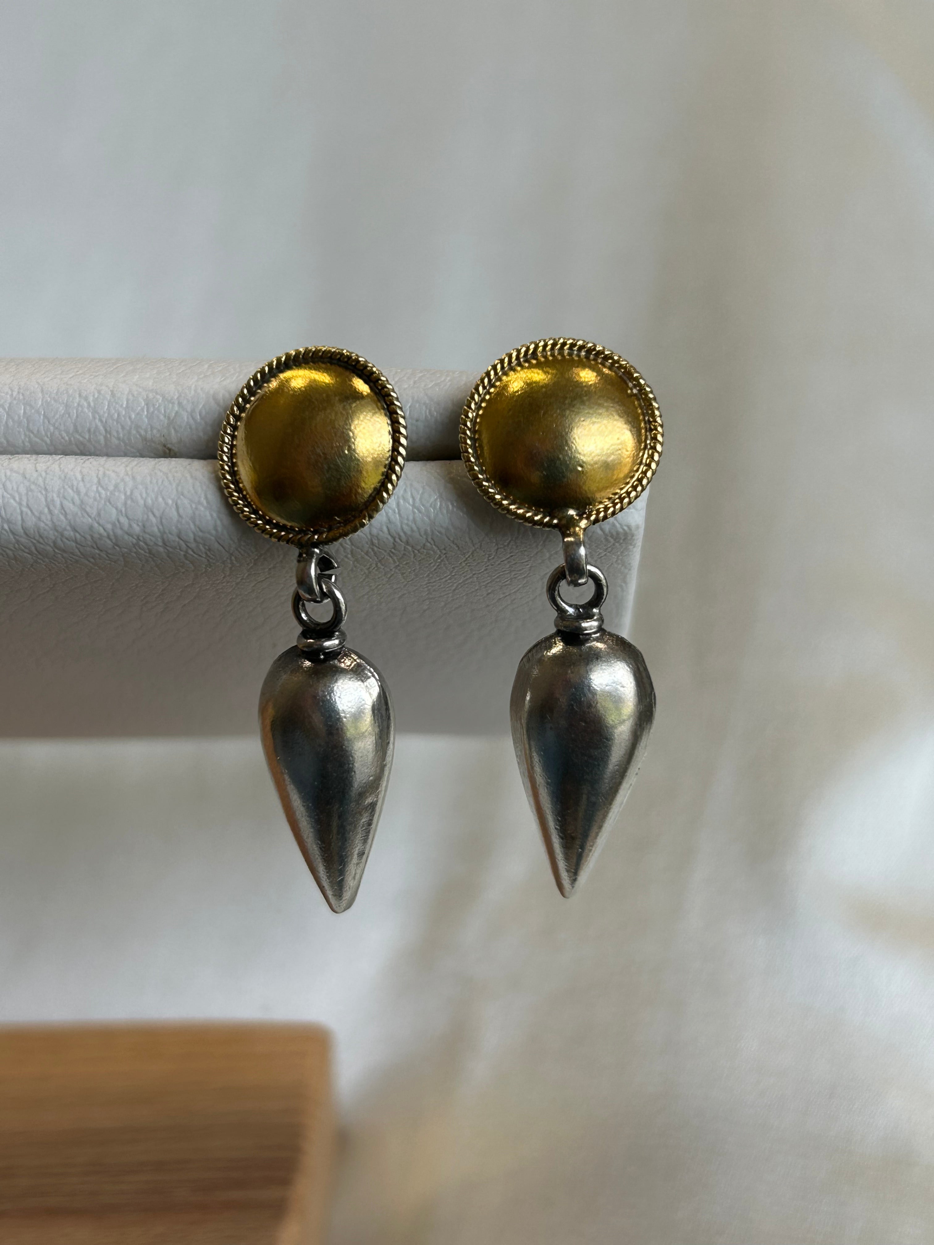 Dual Tone Drop Earrings