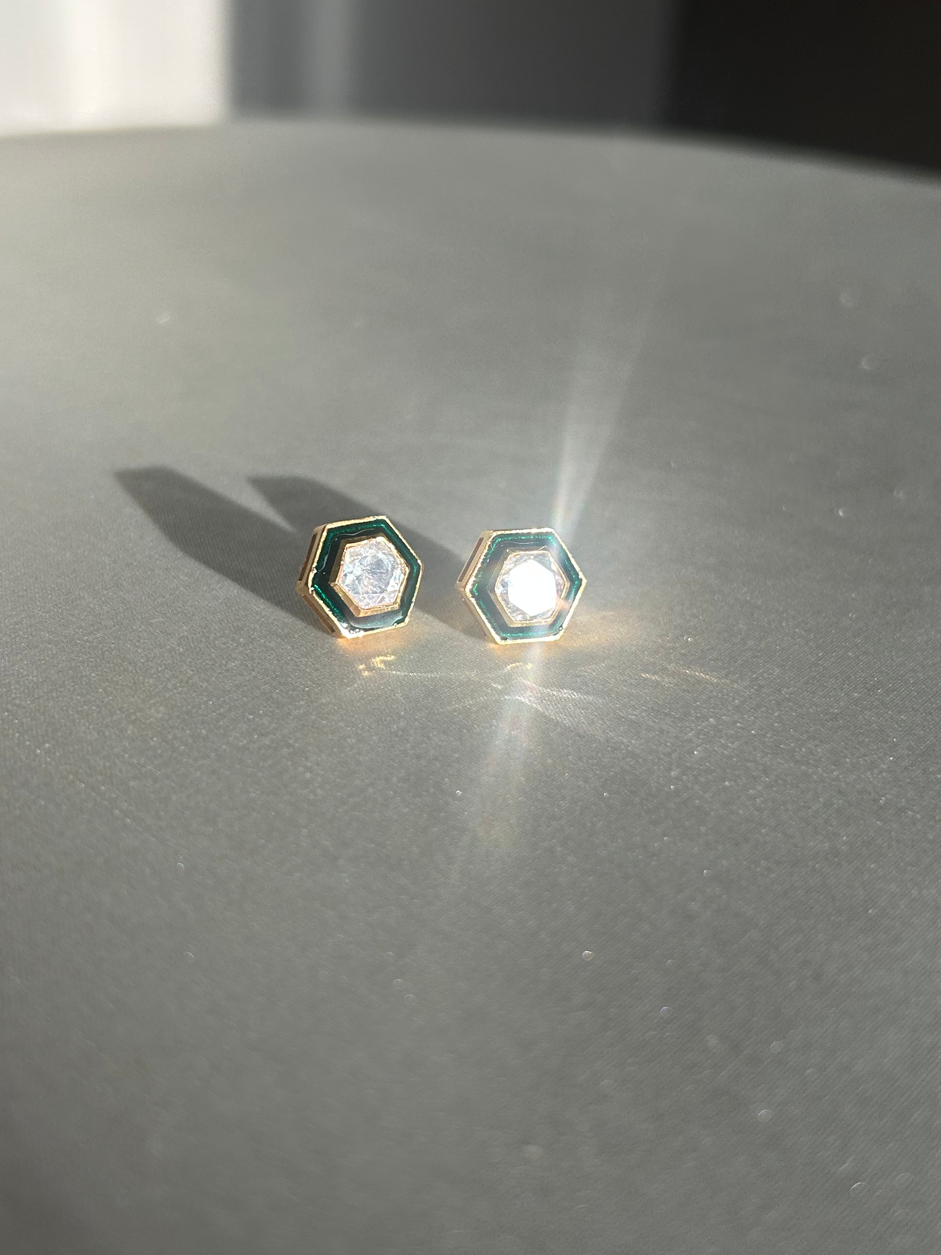 Emerald Hexa Spark Studs