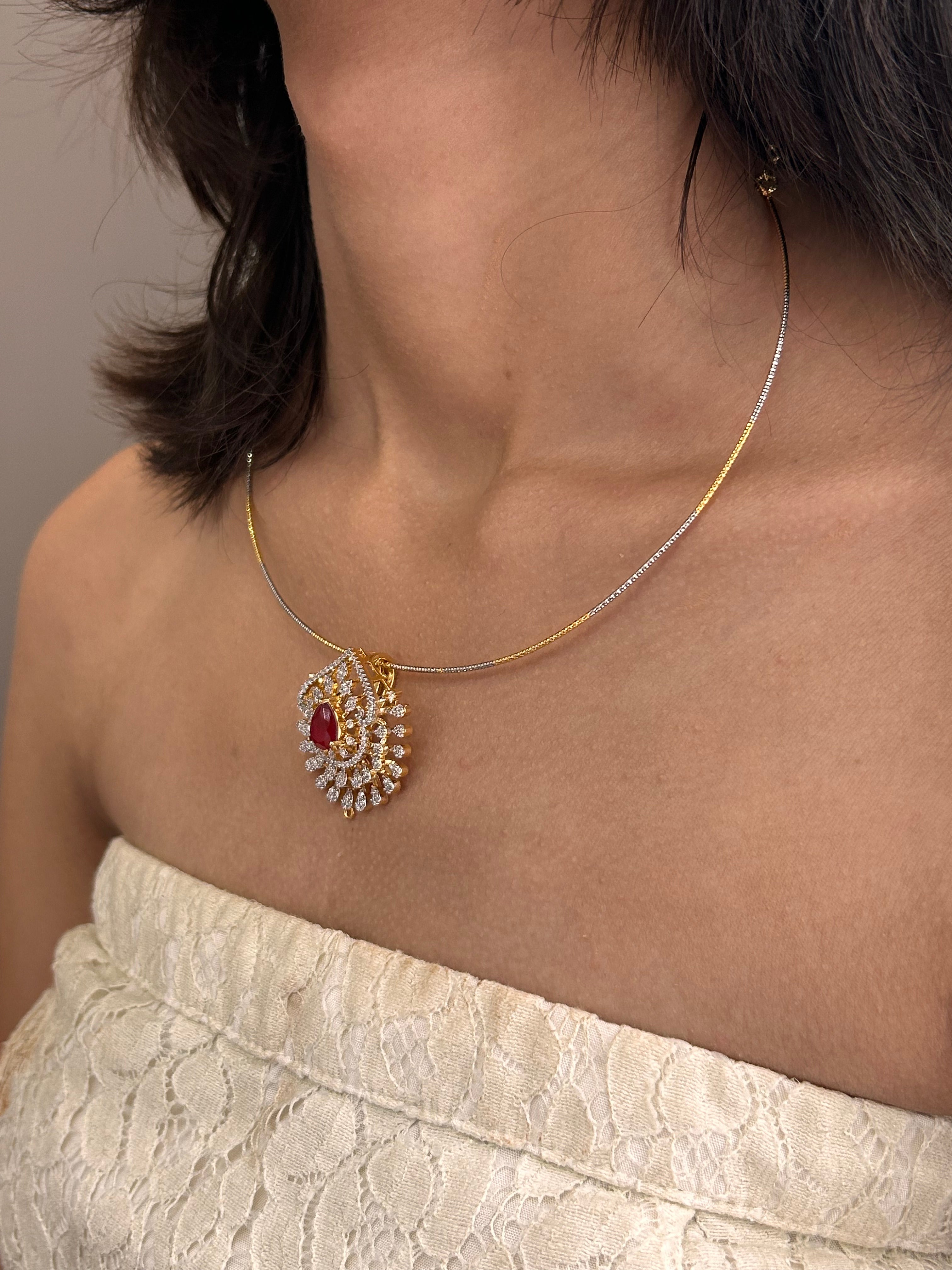 Radiance Ruby Halo Pendent