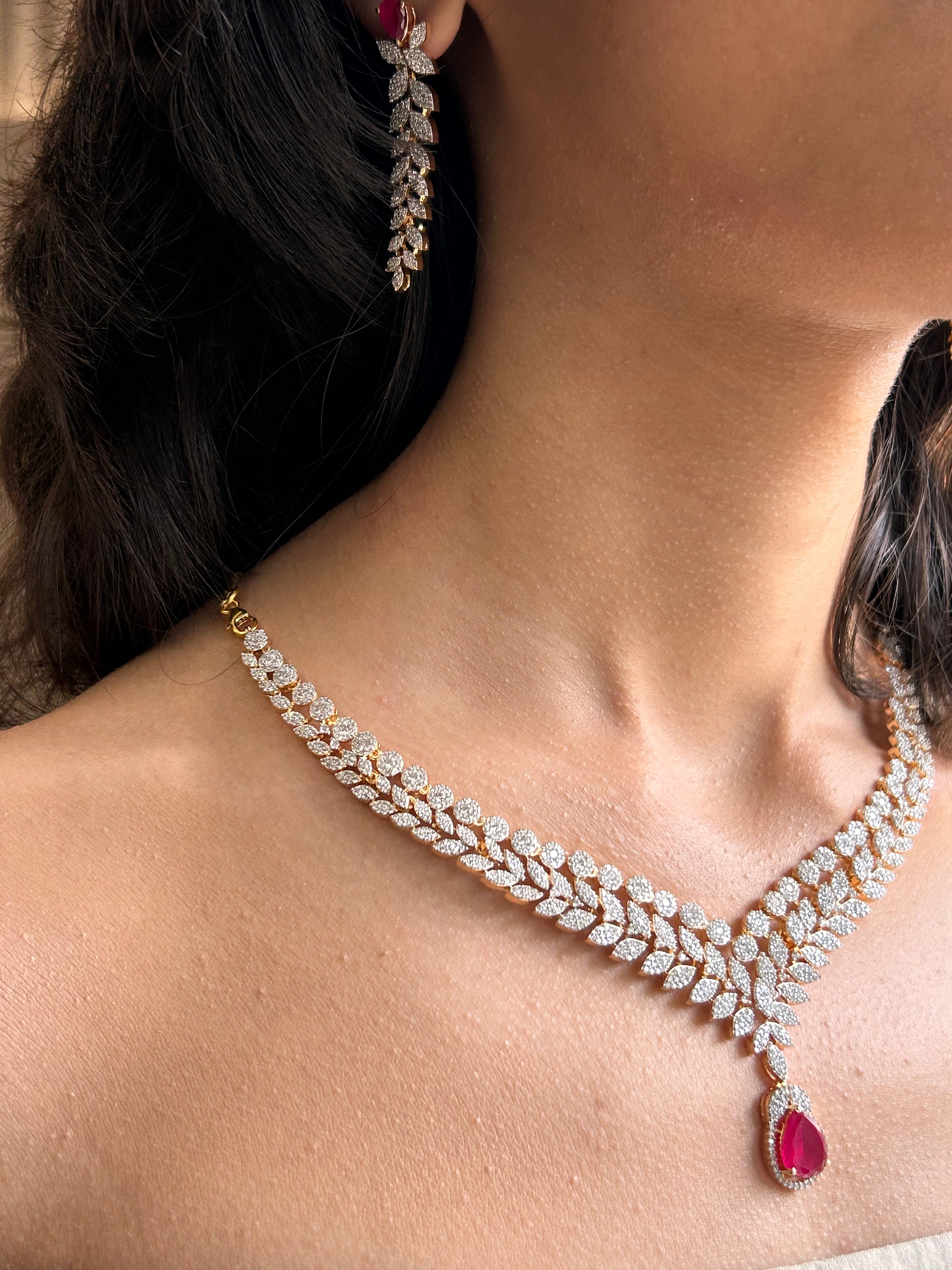 Ruby Vine Necklace Set